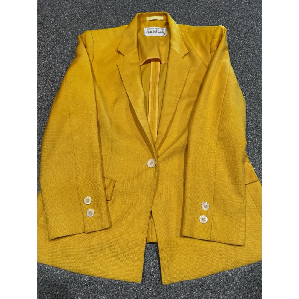 Vintage Diane Von Furstenberg Blazer Womens SIZE 6 Yellow Wool Blend Jacket 0045